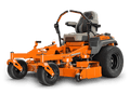 Orange zero-turn lawn mower on a black background