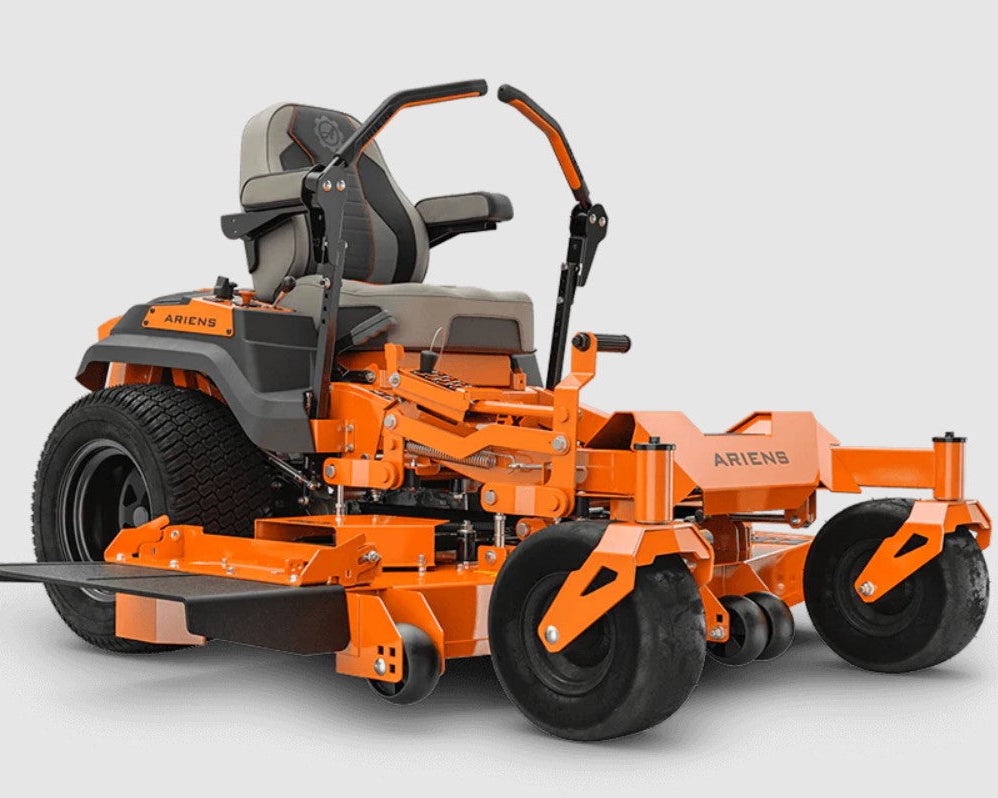 Orange Ariens zero-turn lawn mower on a white background