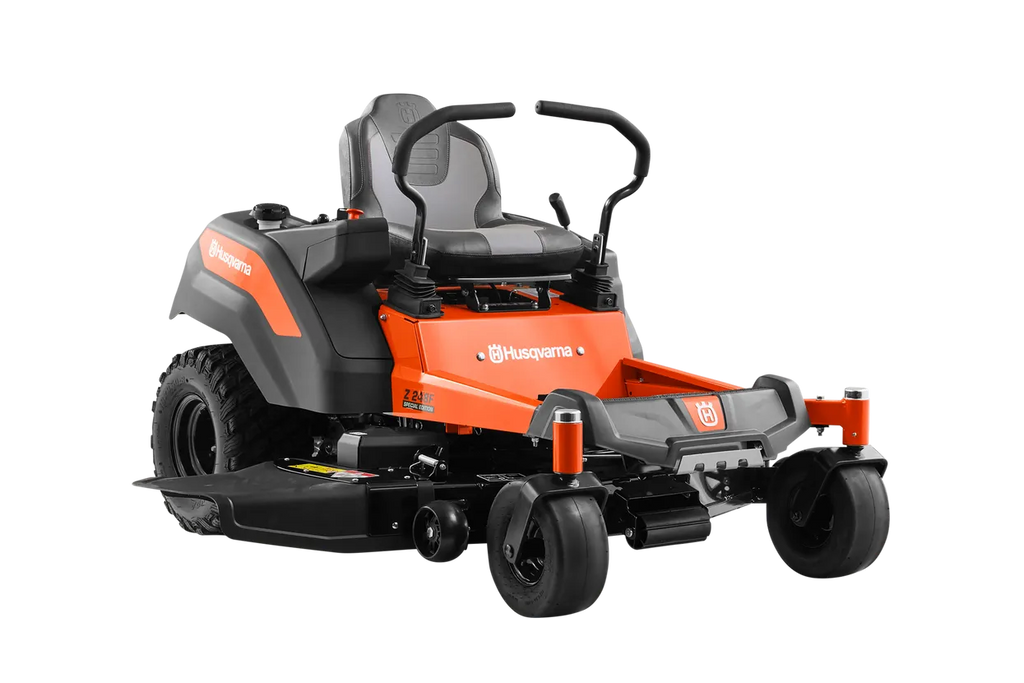 Husqvarna riding lawn mower on a white background