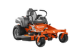 Orange and gray Husqvarna riding lawn mower on a white background