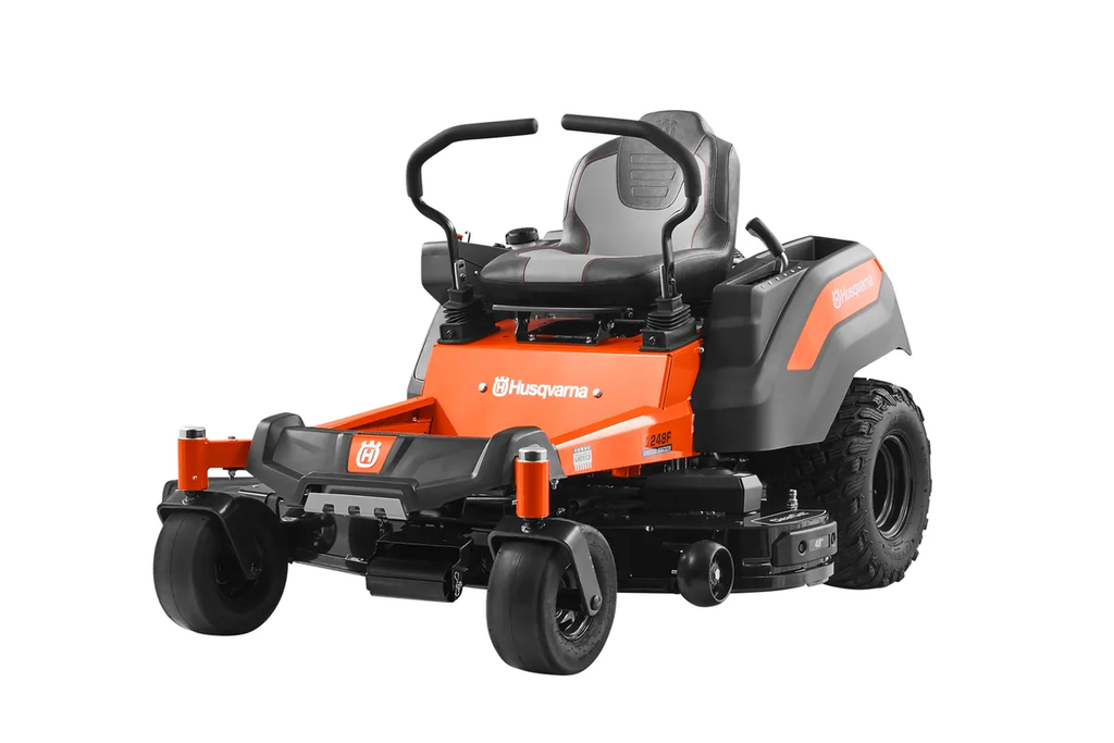 Husqvarna riding lawn mower on a white background