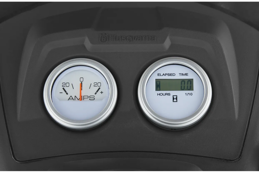 Two gauges on a black panel with 'Husqvarna' branding.