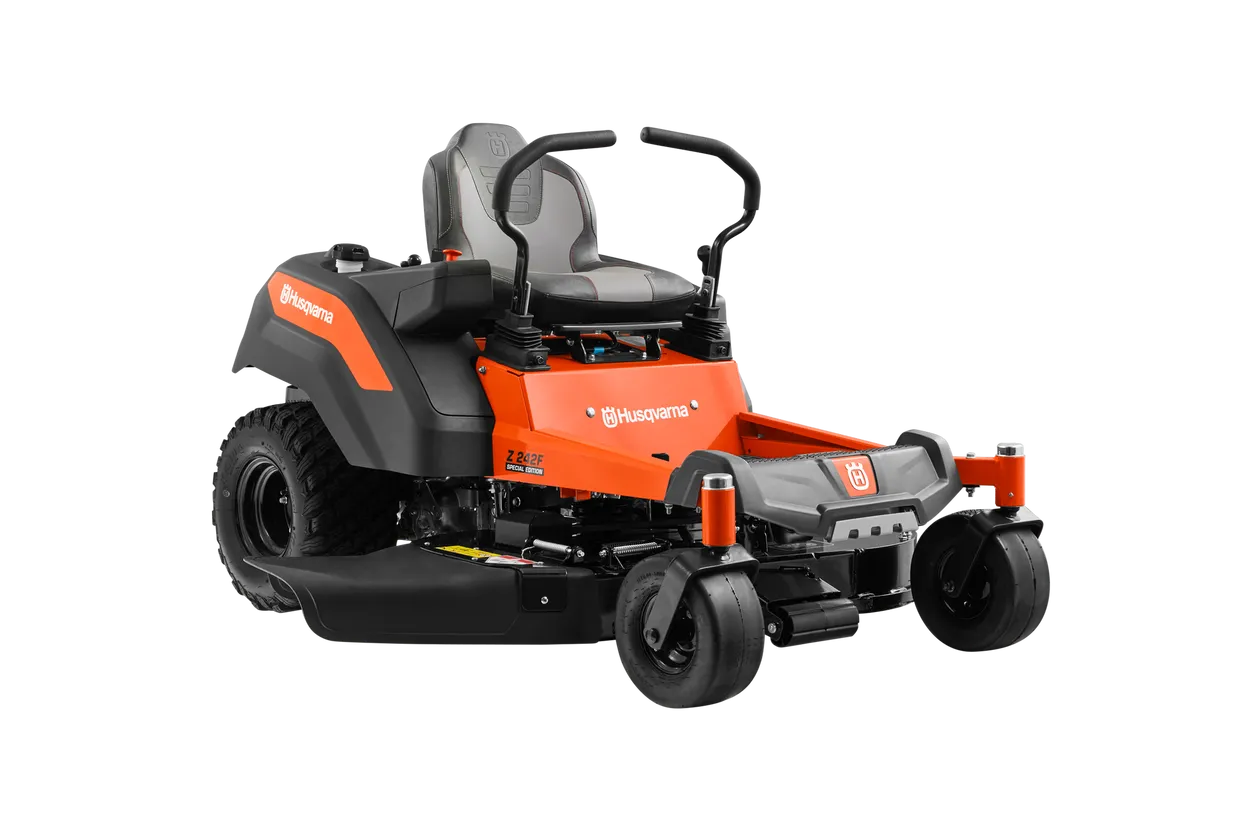 Husqvarna riding lawn mower on a white background