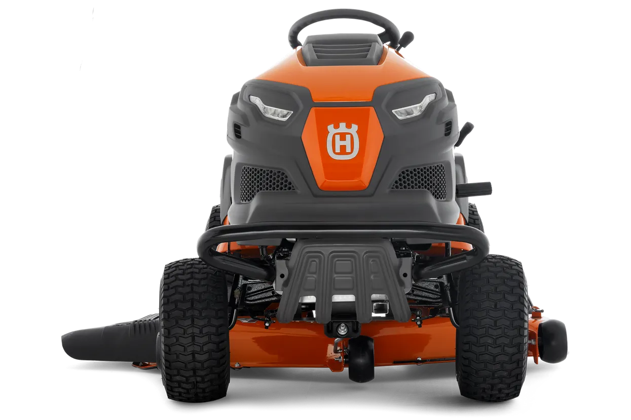 Husqvarna riding lawn mower on a white background